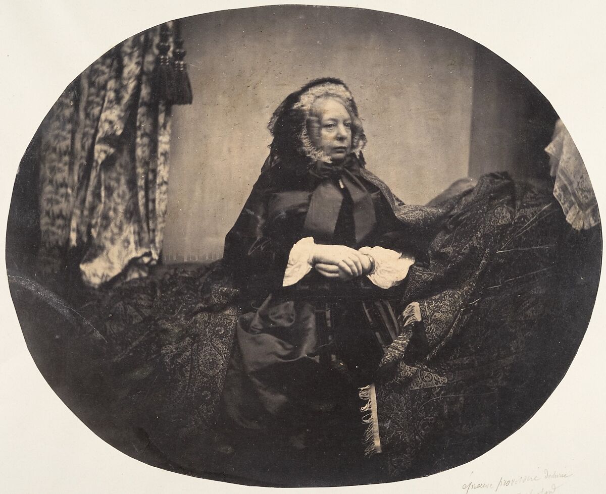 [Elderly Lady Sitting], Louis-Pierre-Théophile Dubois de Nehaut (French, active Belgium, 1799–1872), Salted paper print from paper negative 