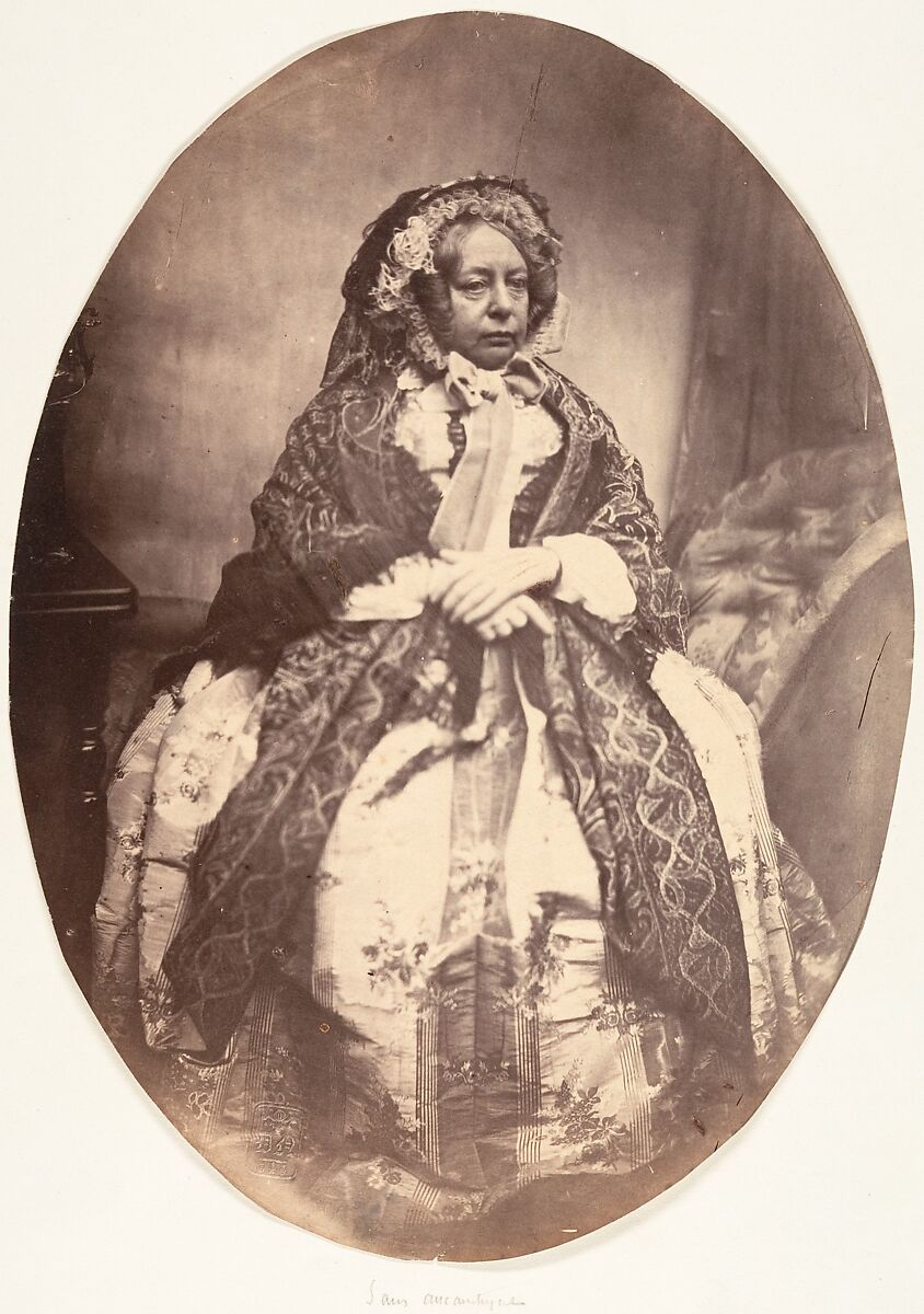 [Elderly Lady Sitting], Louis-Pierre-Théophile Dubois de Nehaut (French, active Belgium, 1799–1872), Salted paper print from paper negative 