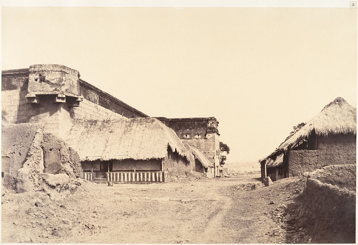 View of the N. E. Angle of the Tirambur Pagoda., Linnaeus Tripe (British, Devonport (Plymouth Dock) 1822–1902 Devonport), Albumen silver print from waxed paper negative 