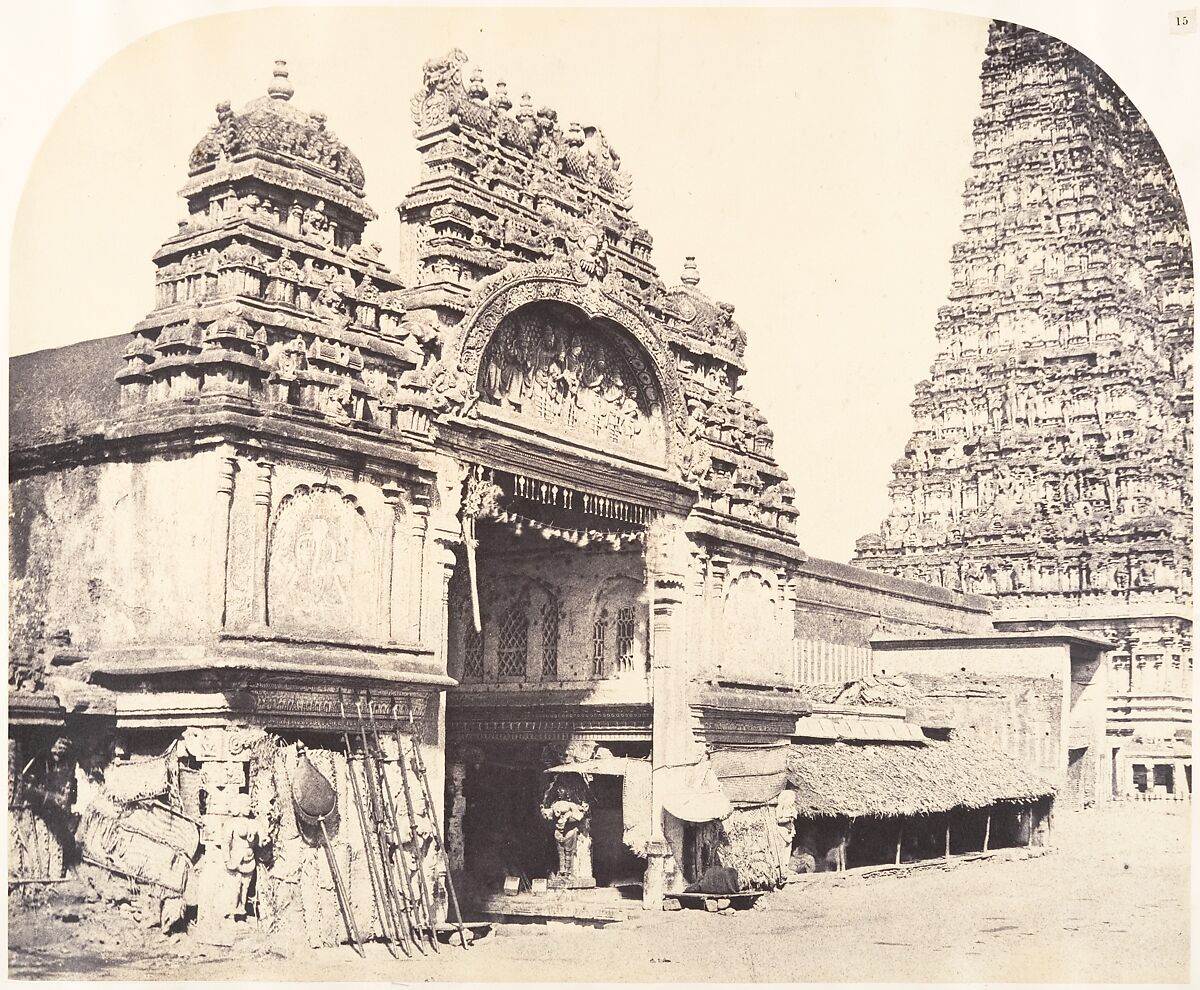 Entrance to the Temple of Minakshi in the Great Pagoda, Linnaeus Tripe (British, Devonport (Plymouth Dock) 1822–1902 Devonport), Albumen silver print from waxed paper negative 