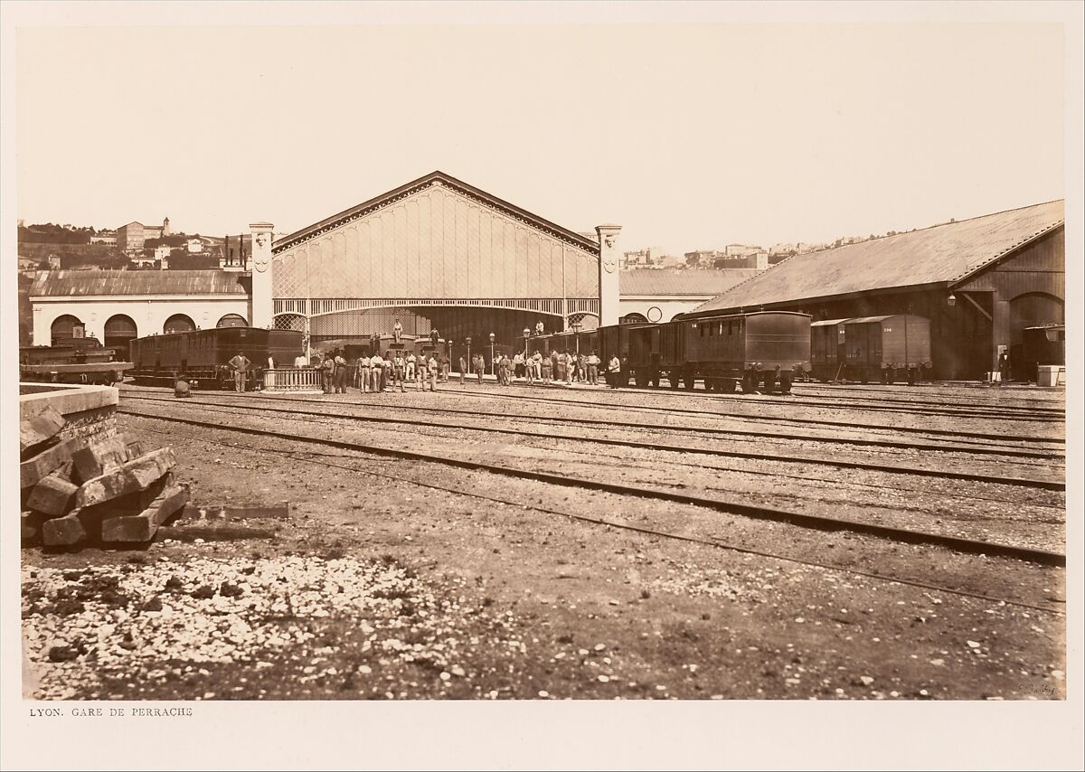 Lyon, Gare de Perrache, Edouard Baldus (French (born Prussia), 1813–1889), Albumen silver print from glass negative 