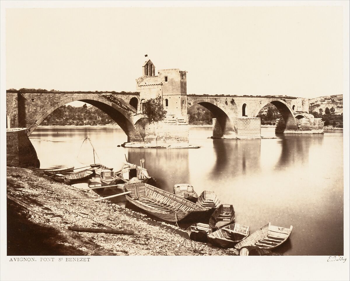 Avignon, Pont St. Bénezet, Edouard Baldus (French (born Prussia), 1813–1889), Albumen silver print from glass negative 