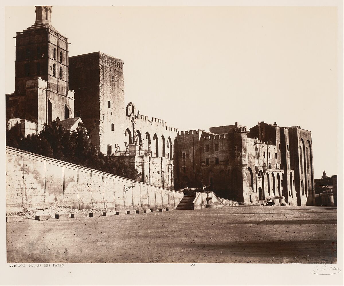 Avignon, Palais des Papes, Edouard Baldus (French (born Prussia), 1813–1889), Albumen silver print from glass negative 