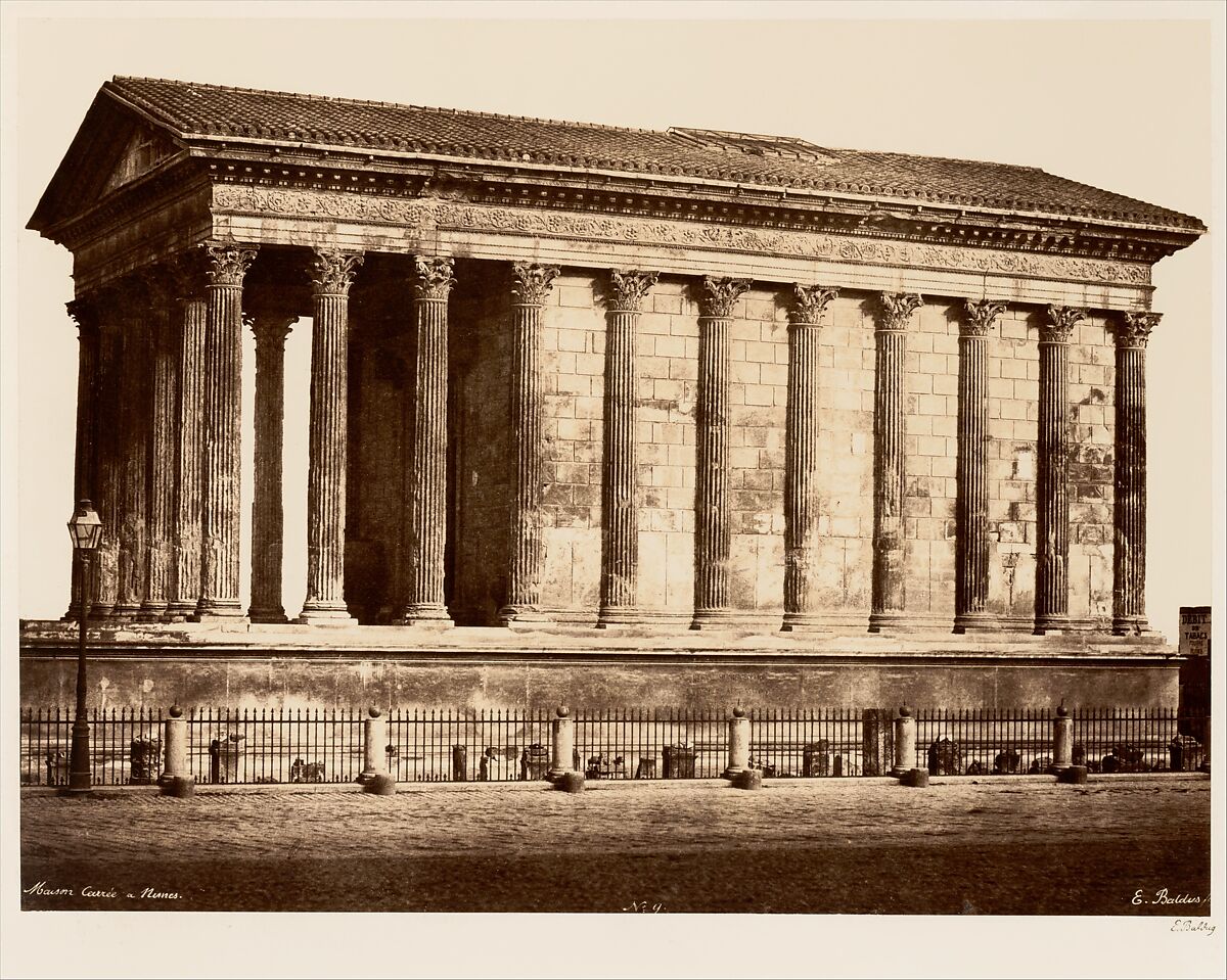 Maison Carrée à Nîmes, Edouard Baldus (French (born Prussia), 1813–1889), Albumen silver print from paper negative 