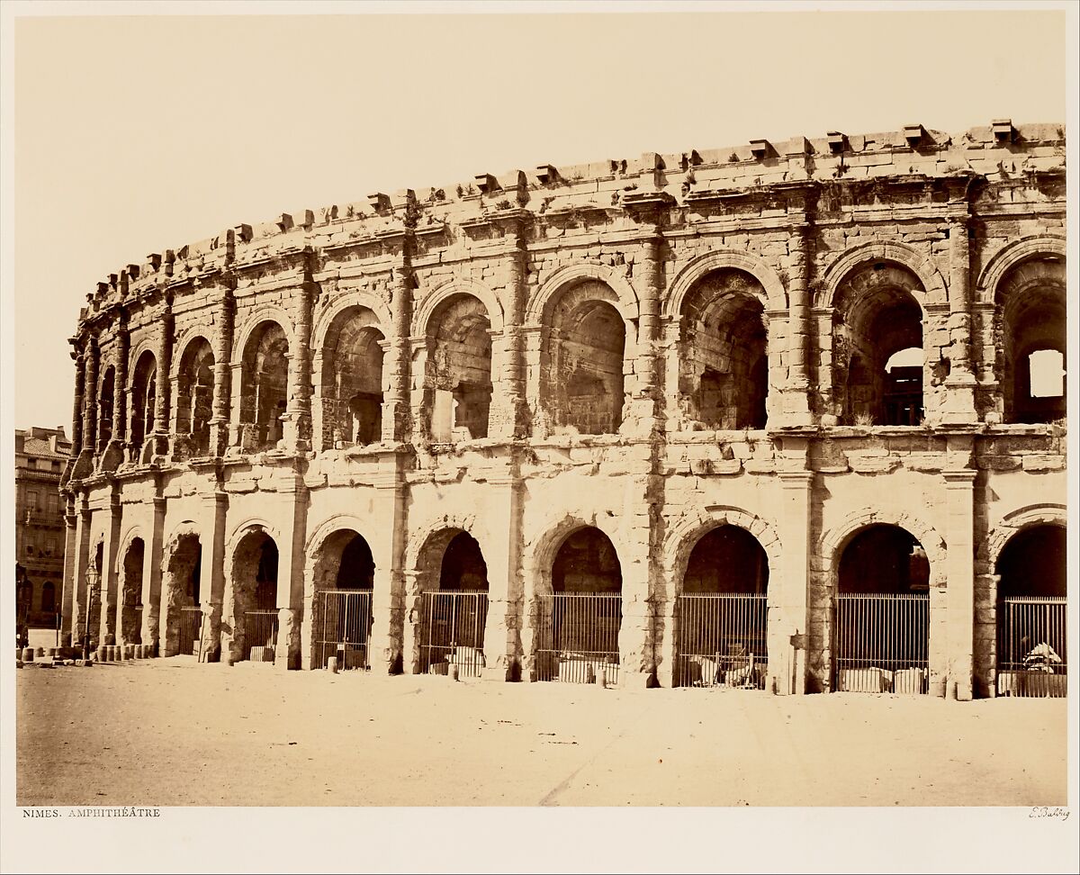 Nîmes, Amphithéâtre, Edouard Baldus (French (born Prussia), 1813–1889), Albumen silver print from glass negative 