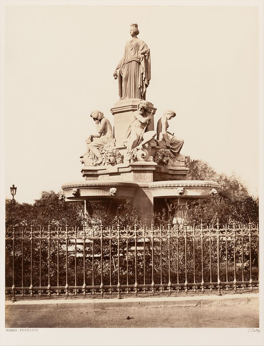 Nîmes, Fontaine, Edouard Baldus (French (born Prussia), 1813–1889), Albumen silver print from glass negative 