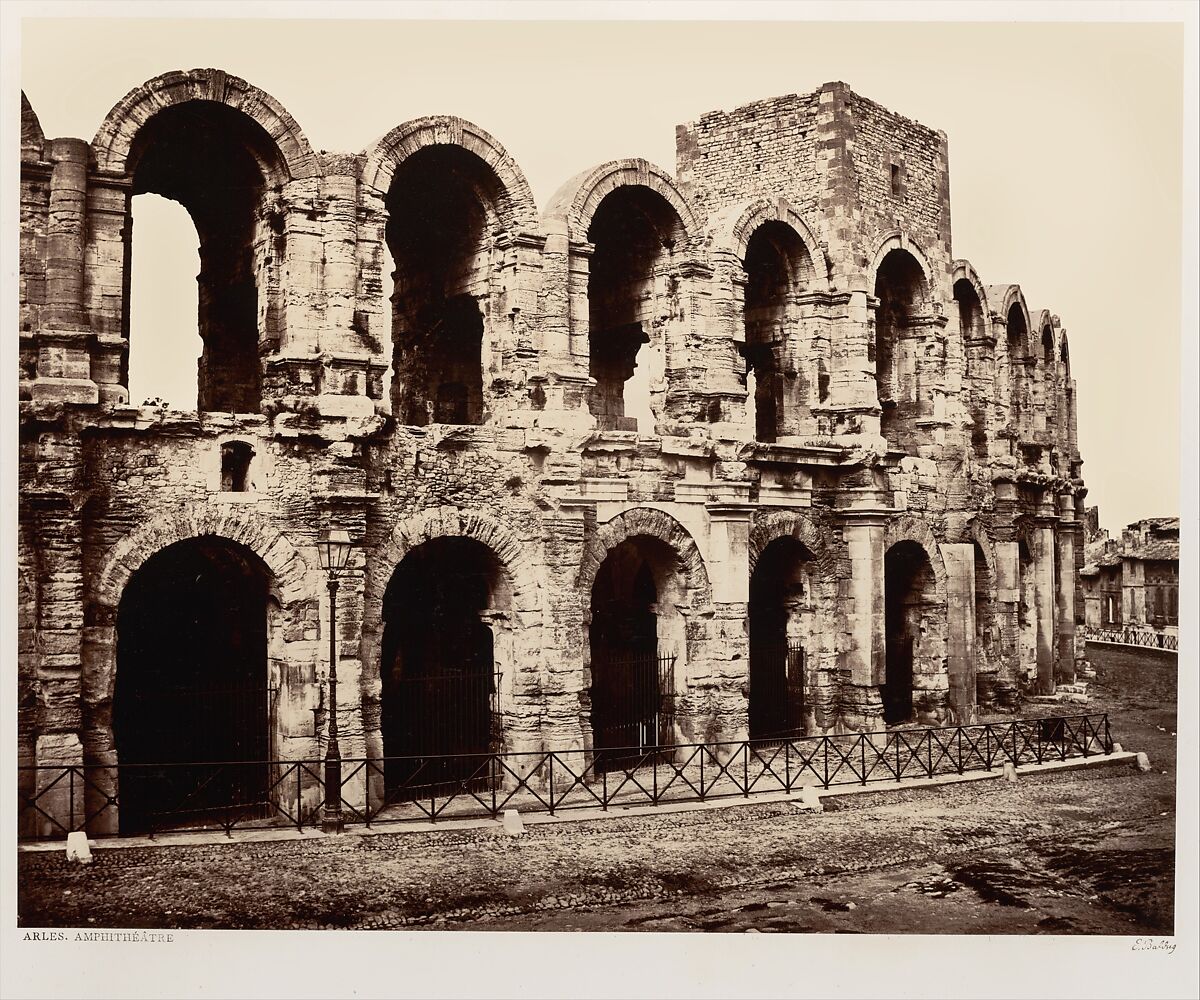 Arles, Amphithéâtre, Edouard Baldus (French (born Prussia), 1813–1889), Albumen silver print from glass negative? 