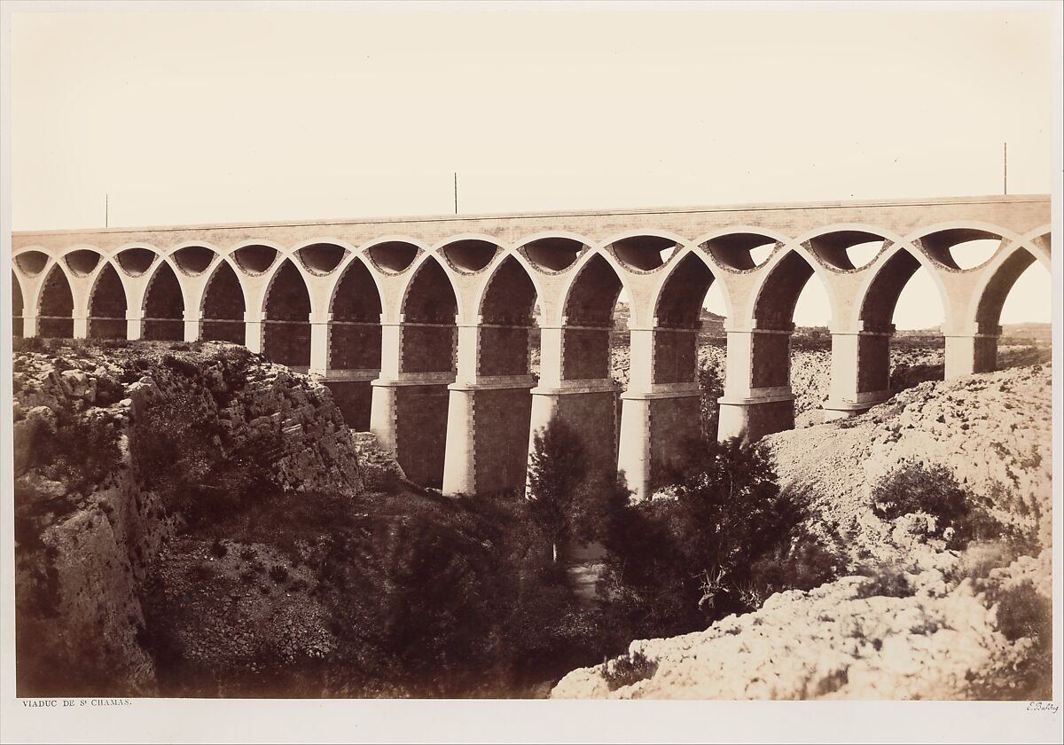 Viaduc de St. Chamas, Edouard Baldus (French (born Prussia), 1813–1889), Albumen silver print from paper negative 