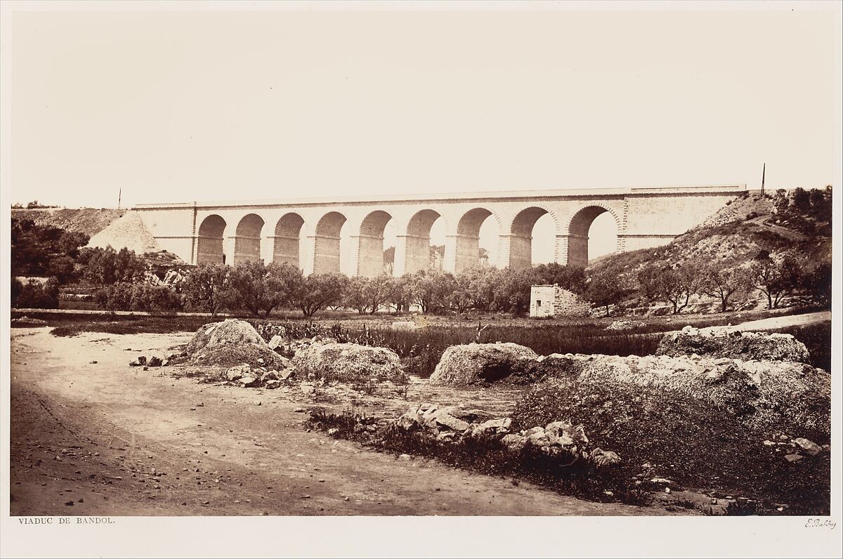 Viaduc de Bandol, Edouard Baldus (French (born Prussia), 1813–1889), Albumen silver print from paper negative 