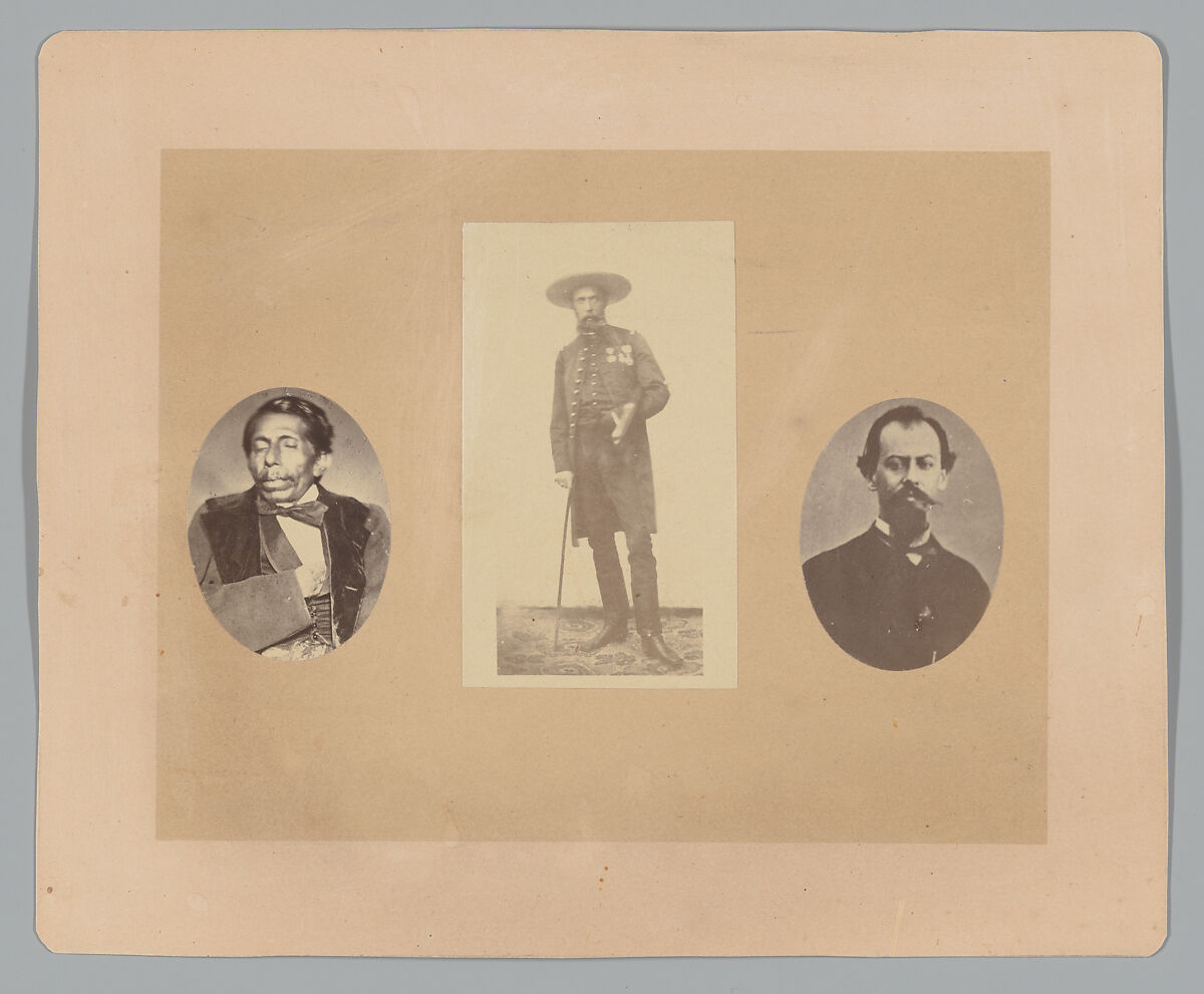 [General Tomas Mejia, Emperor Maximilian, General Misamon], François Aubert (French, 1829–1906), Albumen silver prints from glass negatives 