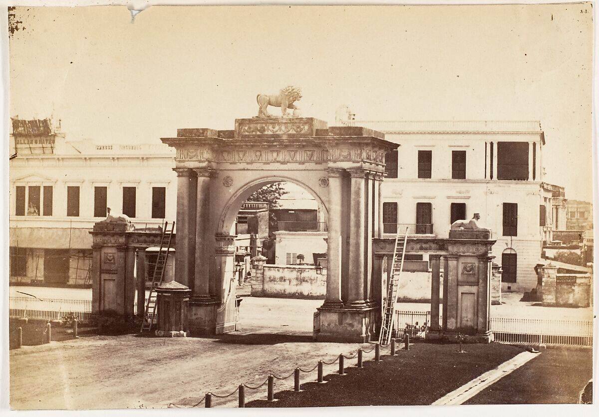 [N.E. Gate of Government House, Calcutta], John Constantine Stanley (British, 1837–1878), Albumen silver print 