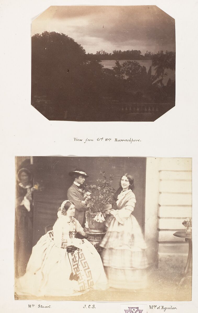 [Mrs Stuart, J.C.S and Mrs d'Aguilar, Barrackpore], Unknown, Albumen silver print