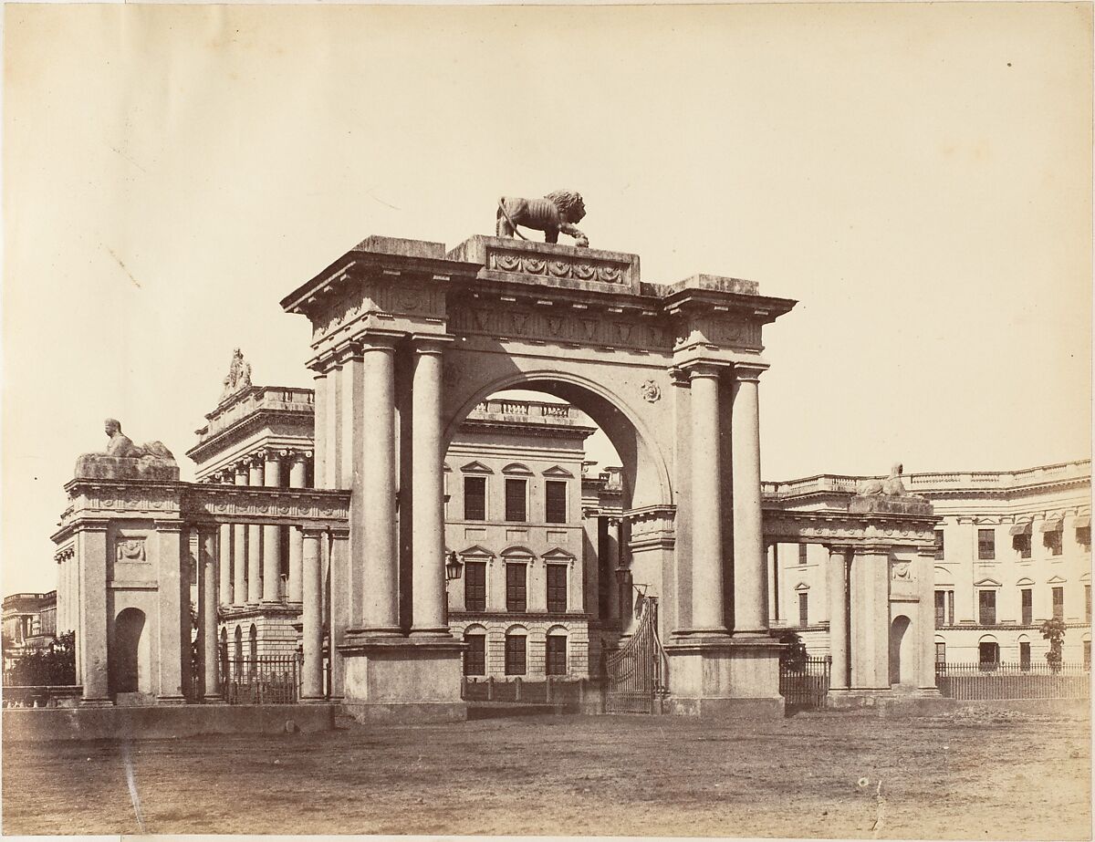 Gateway to Government House, Calcutta, Captain R. B. Hill, Albumen silver print 