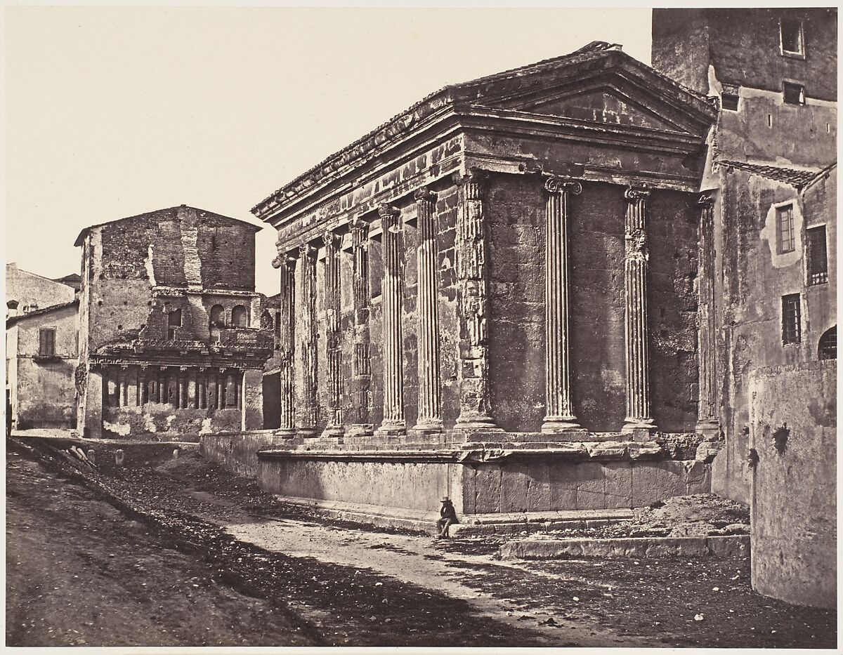 Tempo della Fortuna Virile, Eugène Constant (French, active Italy, 1848–55), Albumen print from glass negative 