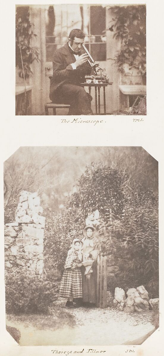 The Microscope; Thereza and Elinor, John Dillwyn Llewelyn (British, Swansea, Wales 1810–1882 Swansea, Wales), Salted paper print 