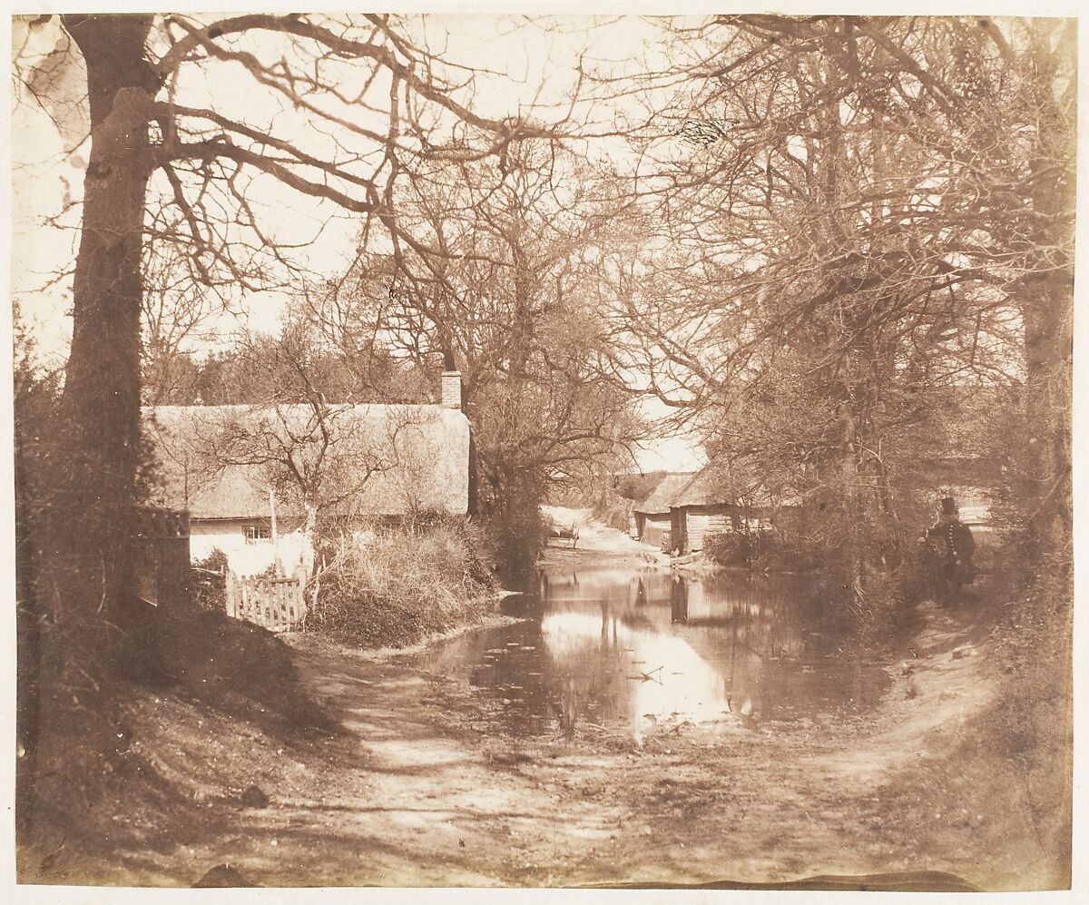 [View of a House in the Woods, with a Waterlogged Road], John Dillwyn Llewelyn (British, Swansea, Wales 1810–1882 Swansea, Wales), Albumen silver print 