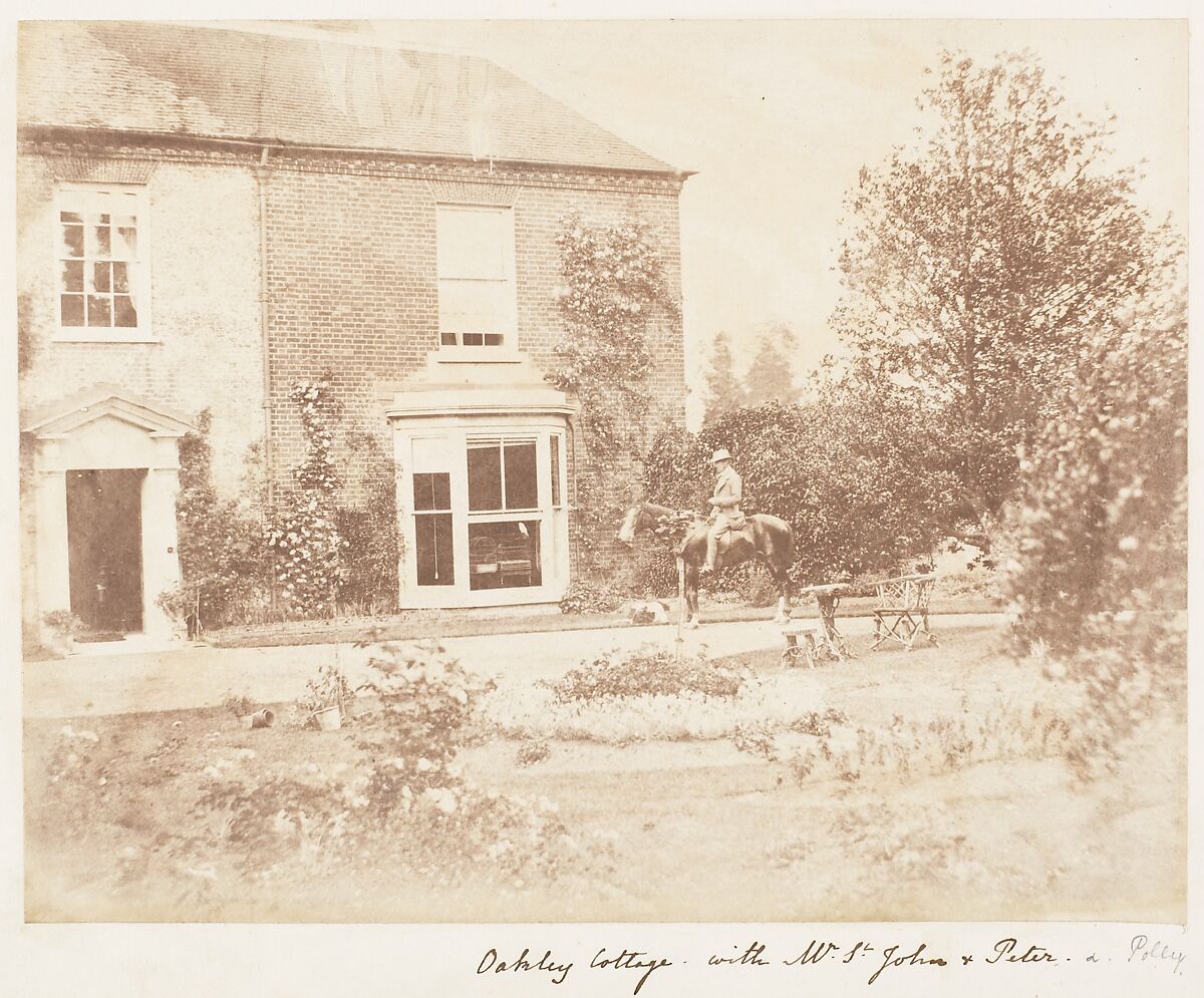 Oakley Cottage with Mr. St. John and Peter and Polly, John Dillwyn Llewelyn (British, Swansea, Wales 1810–1882 Swansea, Wales), Salted paper print 