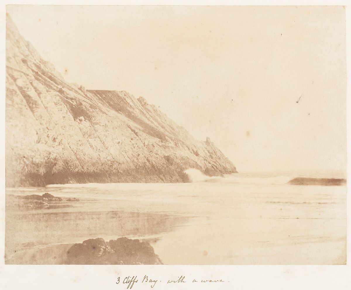 3 Cliffs Bay with a Wave, John Dillwyn Llewelyn (British, Swansea, Wales 1810–1882 Swansea, Wales), Salted paper print 