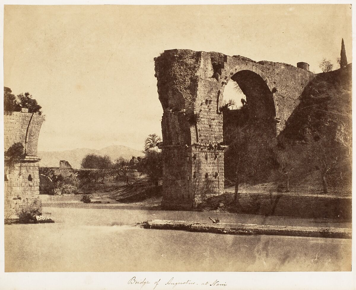 Bridge of Augustus at Nani, Possibly by Jane Martha St. John (British, Coln St. Aldwyn, Gloucestershire 1801–1882 Oakley, Hampshire), Albumen silver print 