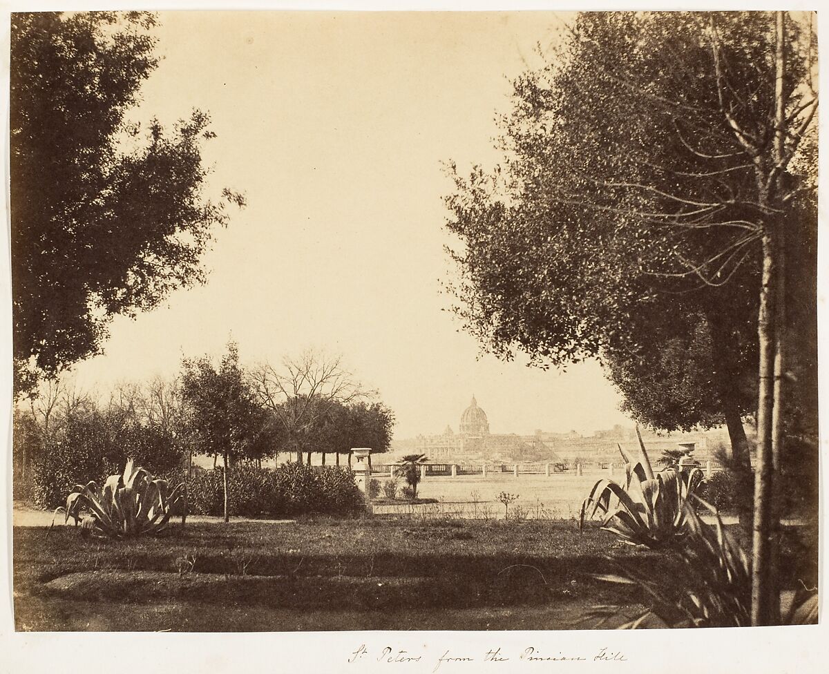 St. Peters from the Pincian Hill, Possibly by Jane Martha St. John (British, Coln St. Aldwyn, Gloucestershire 1801–1882 Oakley, Hampshire), Albumen silver print 