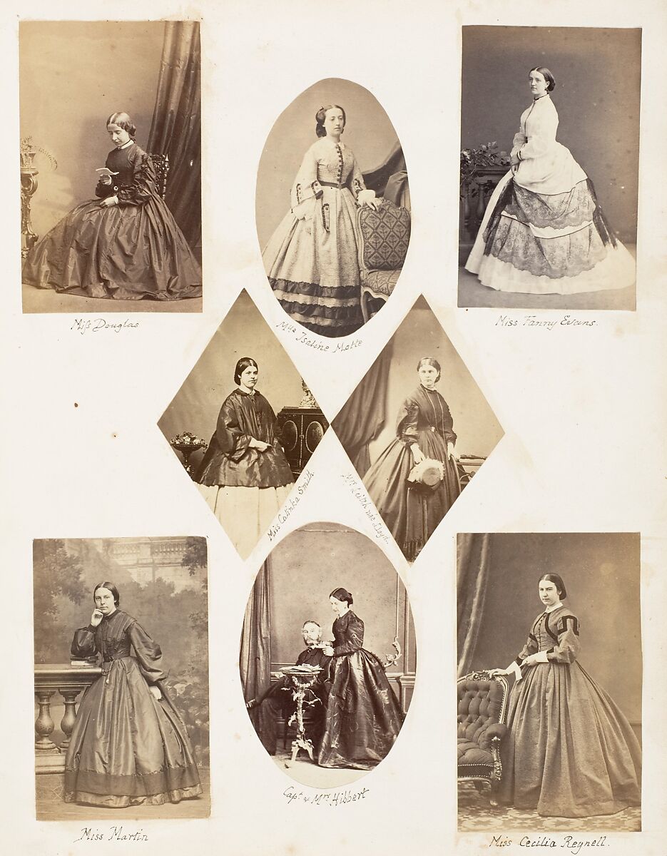 Miss Douglas; Mlle Isaline Motte; Miss Fanny Evans; Miss Catinka Smith; Mrs Leitch née Lloyd; Miss Martin; Capt. & Mrs Hibbert; Miss Cecilia Regnell, John Dillwyn Llewelyn (British, Swansea, Wales 1810–1882 Swansea, Wales), Albumen silver print 