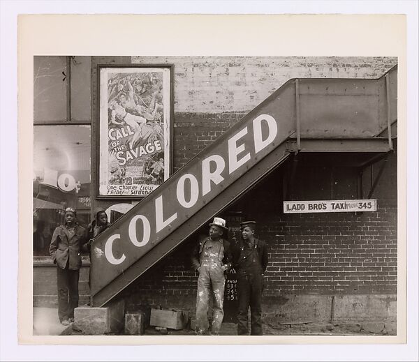 [Young Men at Base of Exterior Stairway to Movie Theater Balcony, Anniston, Alabama], Peter Sekaer (American (born Denmark), Copenhagen 1901–1950 Ardsley, New York), Gelatin silver print 