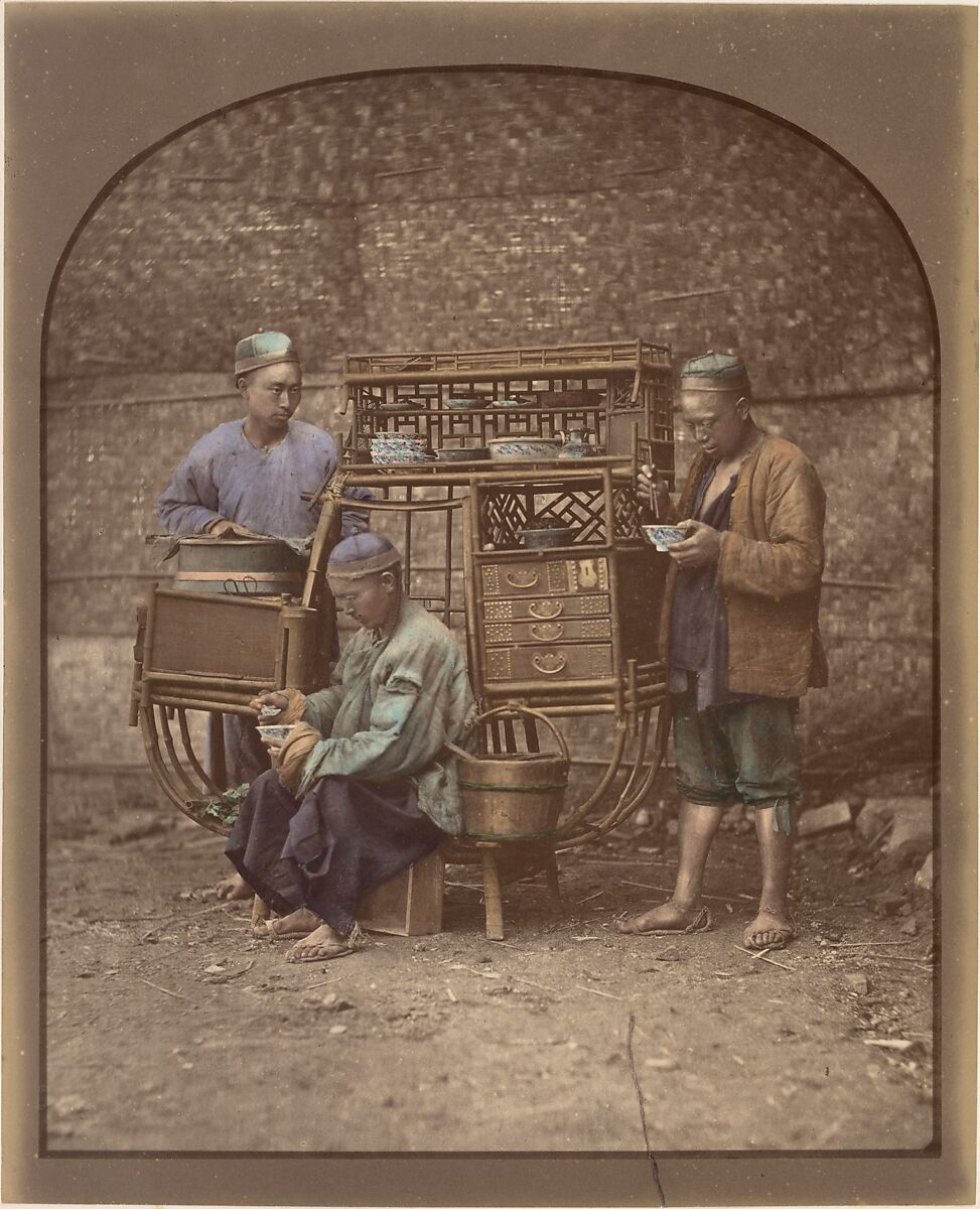 Cuisine ambulante, Unknown, Albumen silver print from glass negative with applied color 