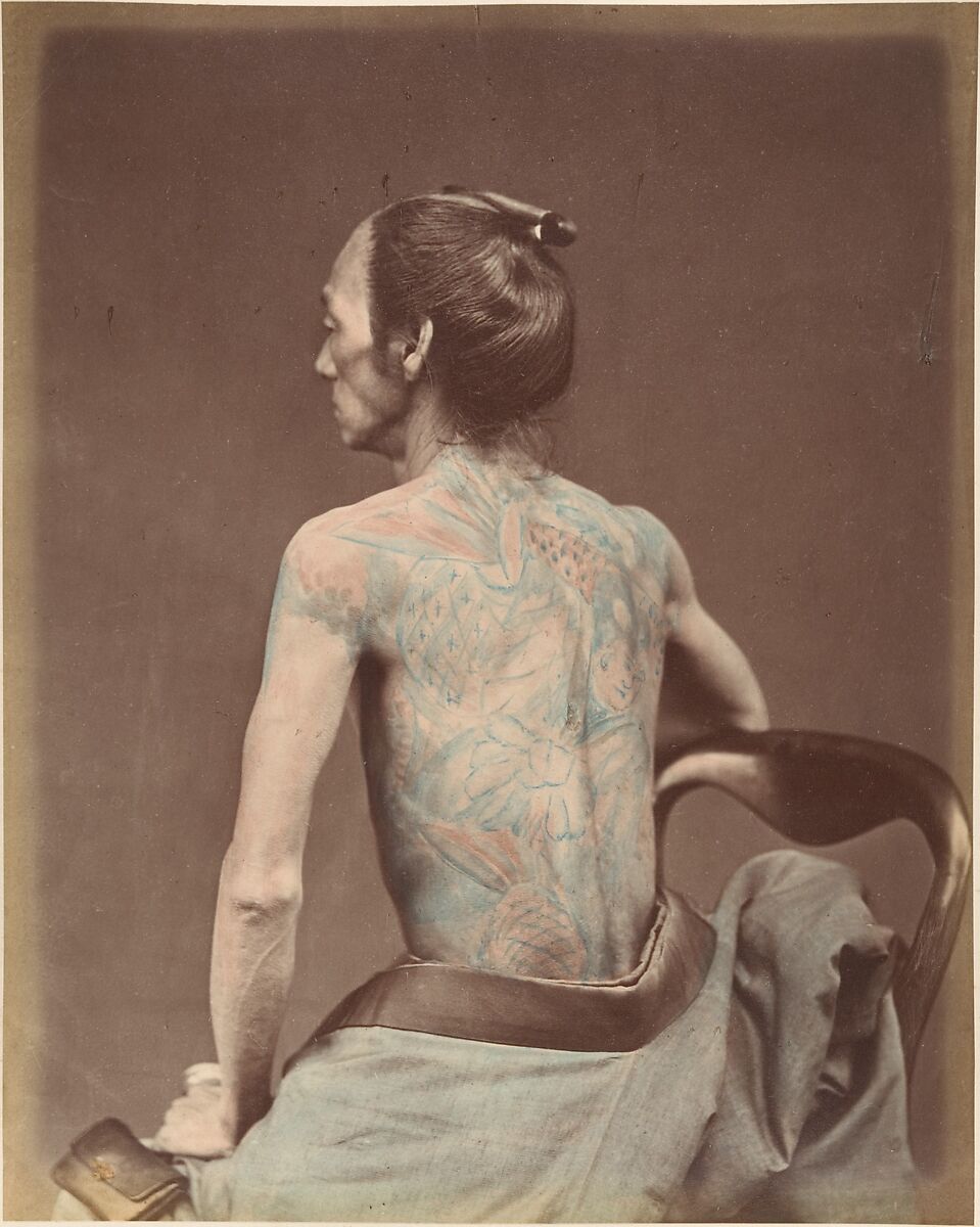 Mechanic Tattooing, Unknown, Albumen silver print from glass negative with applied color