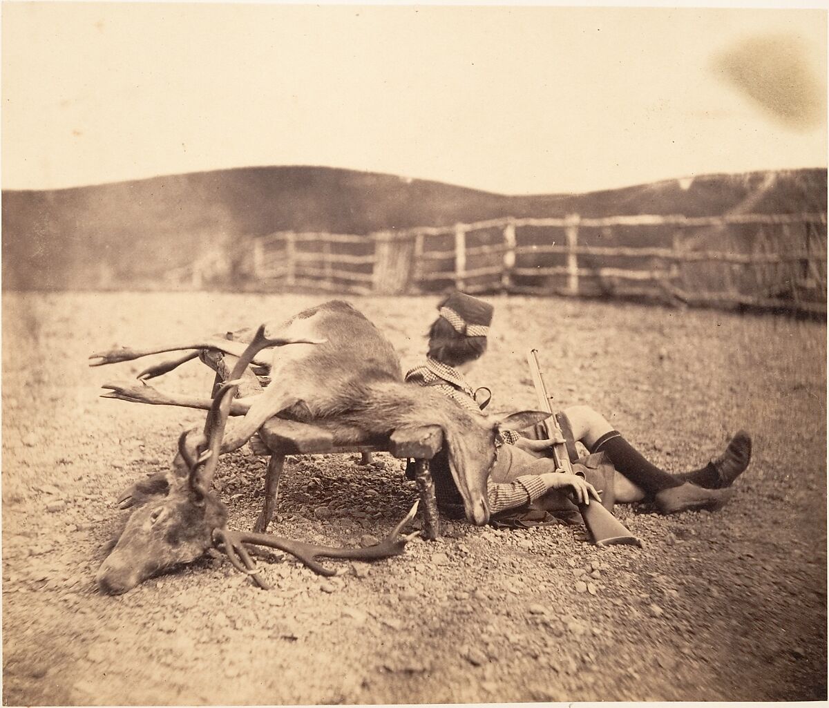 [Peel Ross with Hunting Trophies], Horatio Ross (British, Rossie Castle, near Montrose, Scotland 1801–1886 Scotland), Albumen silver print 