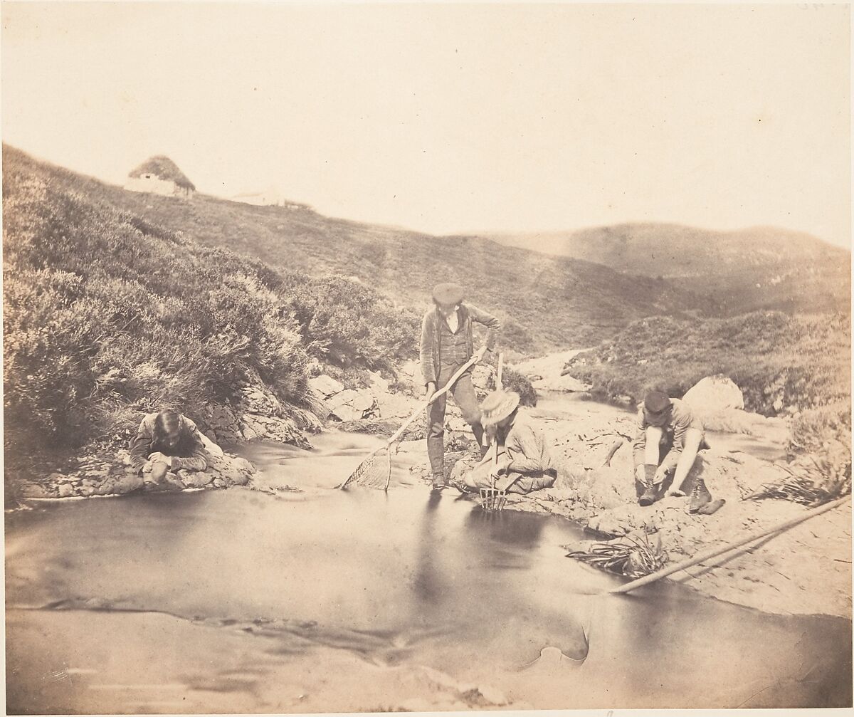 [Man and Boys Fishing], Horatio Ross (British, Rossie Castle, near Montrose, Scotland 1801–1886 Scotland), Salted paper print 