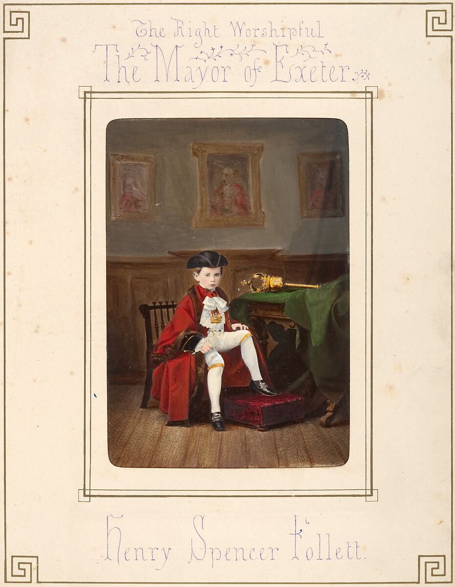 [Follett Family Album of Children Costumed for a Fancy Dress Ball], Owen Angel (British, ca. 1821–1909), Albumen silver prints from glass negatives with applied color