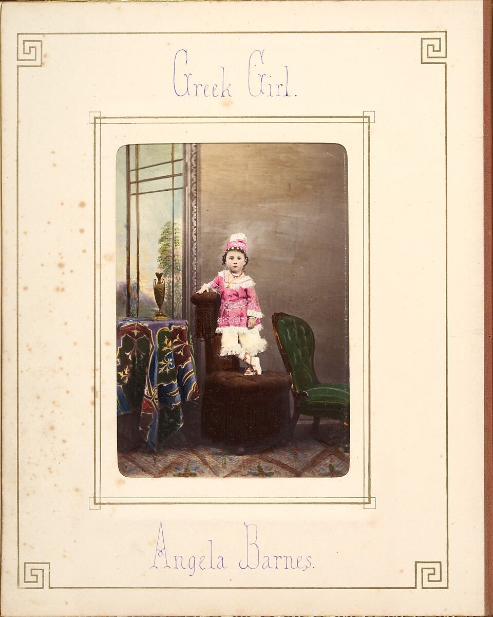 [Follett Family Album of Children Costumed for a Fancy Dress Ball], Owen Angel (British, ca. 1821–1909), Albumen silver prints from glass negatives with applied color