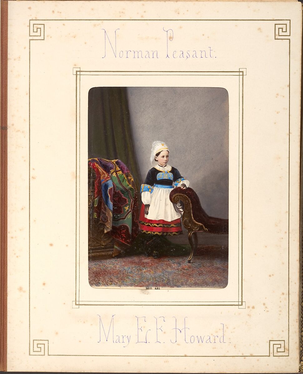 [Follett Family Album of Children Costumed for a Fancy Dress Ball], Owen Angel (British, ca. 1821–1909), Albumen silver prints from glass negatives with applied color