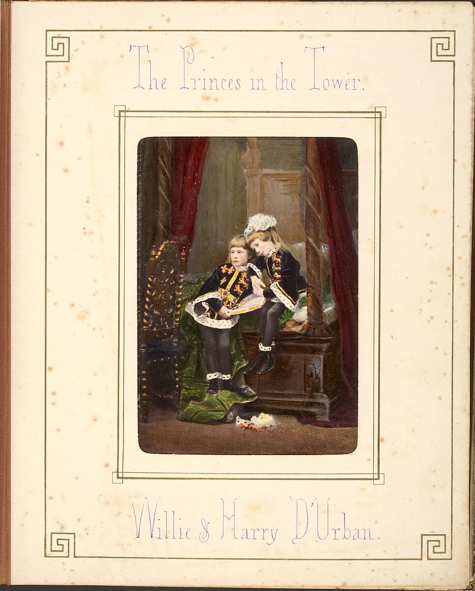 [Follett Family Album of Children Costumed for a Fancy Dress Ball], Owen Angel (British, ca. 1821–1909), Albumen silver prints from glass negatives with applied color