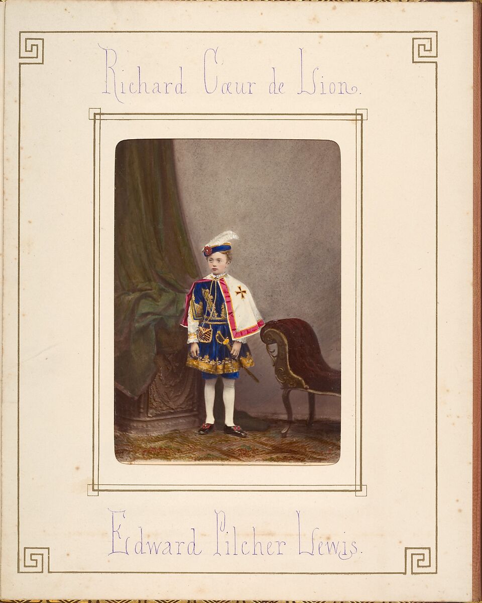 [Follett Family Album of Children Costumed for a Fancy Dress Ball], Owen Angel (British, ca. 1821–1909), Albumen silver prints from glass negatives with applied color