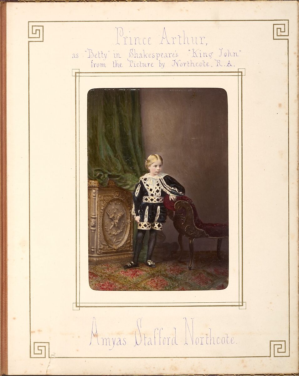 [Follett Family Album of Children Costumed for a Fancy Dress Ball], Owen Angel (British, ca. 1821–1909), Albumen silver prints from glass negatives with applied color