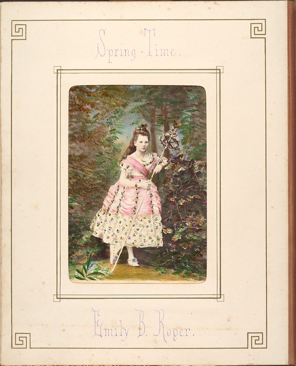 [Follett Family Album of Children Costumed for a Fancy Dress Ball], Owen Angel (British, ca. 1821–1909), Albumen silver prints from glass negatives with applied color