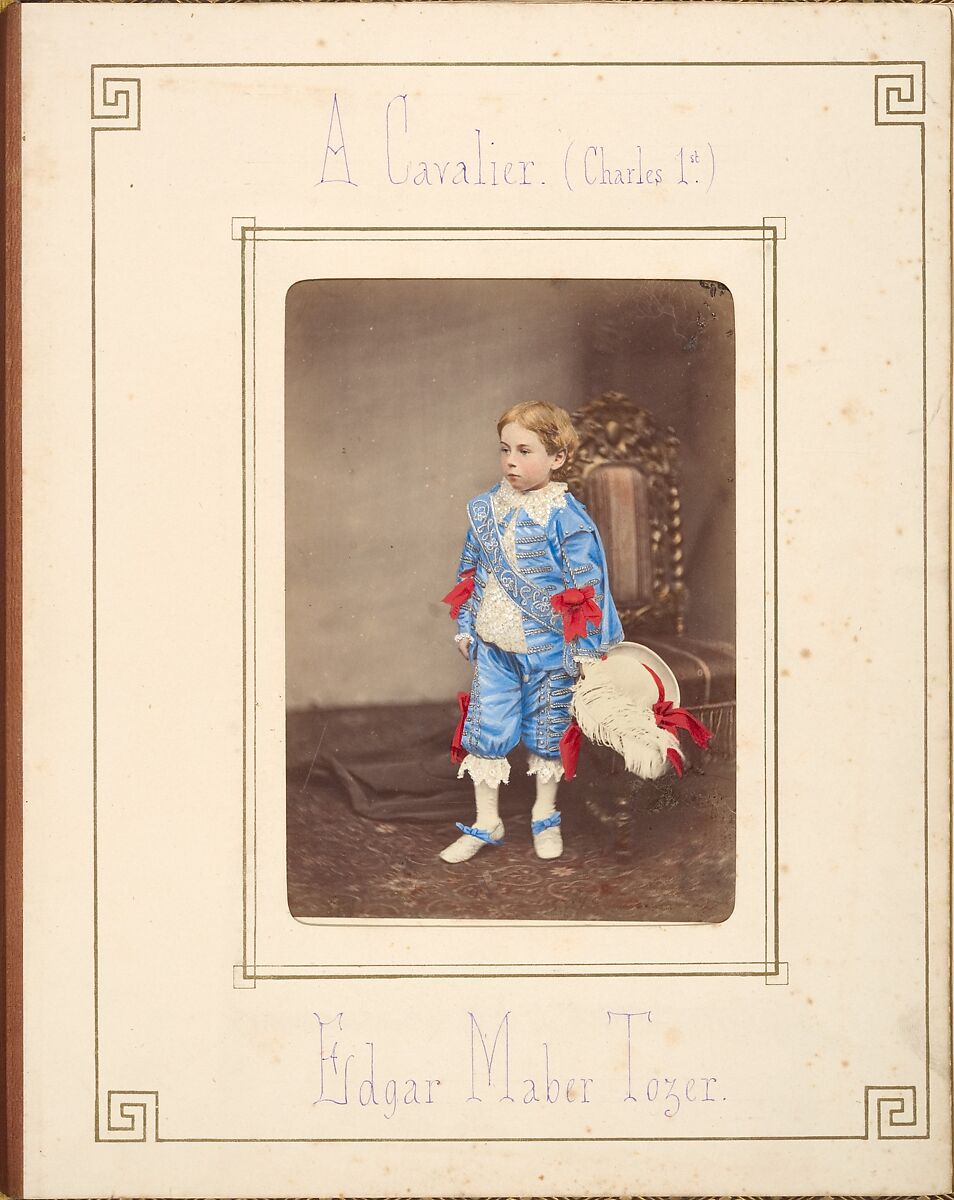 [Follett Family Album of Children Costumed for a Fancy Dress Ball], Owen Angel (British, ca. 1821–1909), Albumen silver prints from glass negatives with applied color