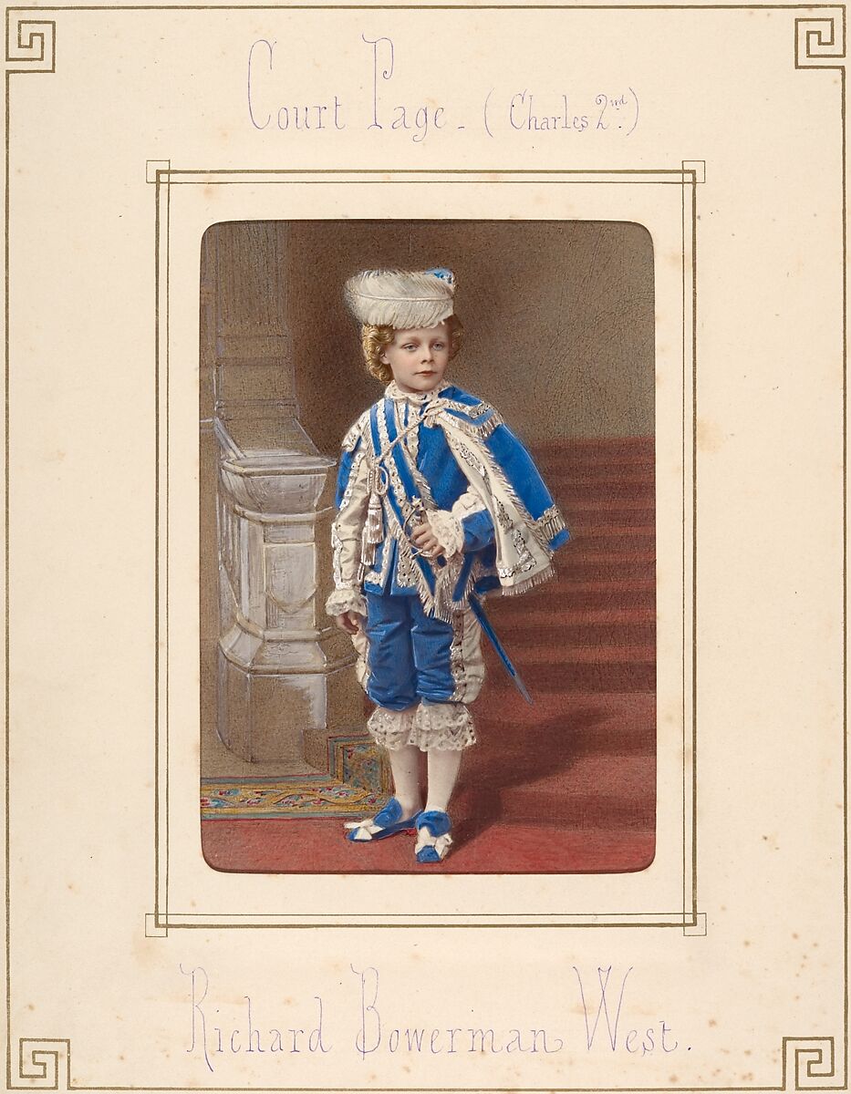 [Follett Family Album of Children Costumed for a Fancy Dress Ball], Owen Angel (British, ca. 1821–1909), Albumen silver prints from glass negatives with applied color