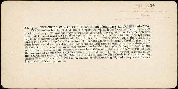 [Group of 42 Stereograph Views of Alaska Including the Gold Rush], George W. Griffith (American), Albumen silver prints
