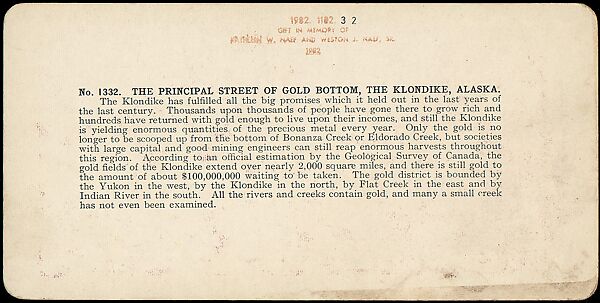 [Group of 42 Stereograph Views of Alaska Including the Gold Rush], George W. Griffith (American), Albumen silver prints