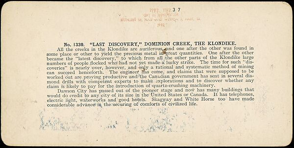 [Group of 42 Stereograph Views of Alaska Including the Gold Rush], George W. Griffith (American), Albumen silver prints