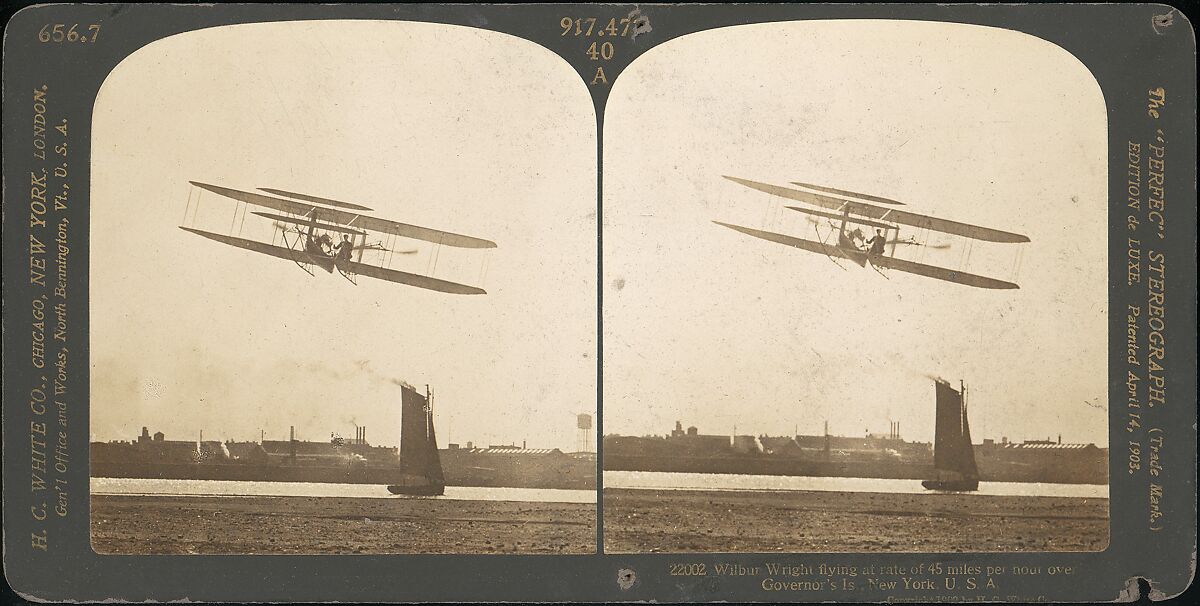[Group of 3 Sterograph Views of Aviation, including the Wright Brothers], Keystone View Company, Albumen silver prints