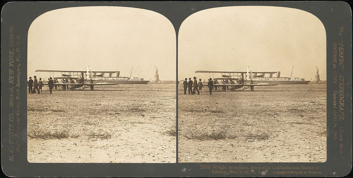 [Group of 3 Sterograph Views of Aviation, including the Wright Brothers], Keystone View Company, Albumen silver prints