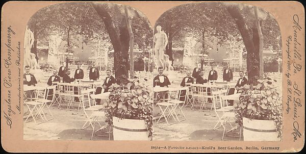 [Group of 4 Stereograph Views of Berlin Beer Gardens], Strohmeyer &amp; Wyman (American), Albumen silver prints