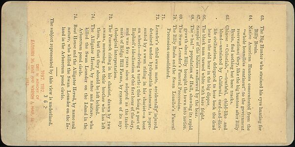 [Group of 71 Stereograph Views of African-Americans and Early Black American Culture, including Colloquial Black Humor], Francis Hendricks (American, Syracuse, New York), Albumen silver prints