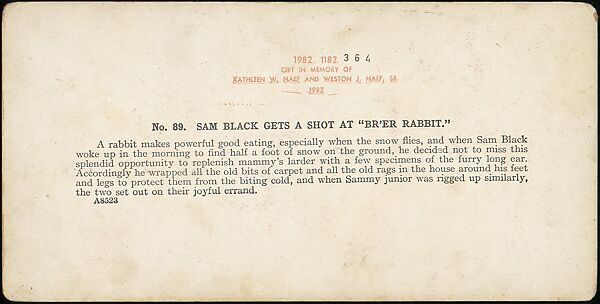 [Group of 71 Stereograph Views of African-Americans and Early Black American Culture, including Colloquial Black Humor], Francis Hendricks (American, Syracuse, New York), Albumen silver prints