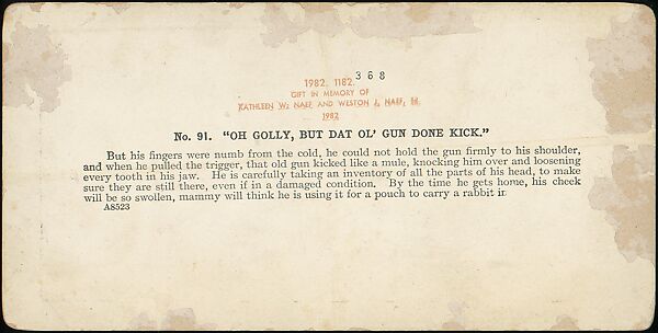 [Group of 71 Stereograph Views of African-Americans and Early Black American Culture, including Colloquial Black Humor], Francis Hendricks (American, Syracuse, New York), Albumen silver prints