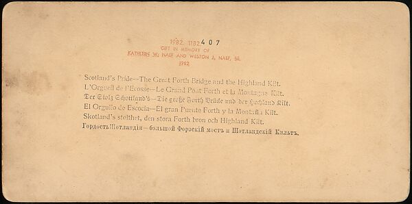 [Group of 7 Stereograph Views of the Forth Bridge, Queensferry, Scotland], International Stereoscopic View Company (American), Albumen silver prints