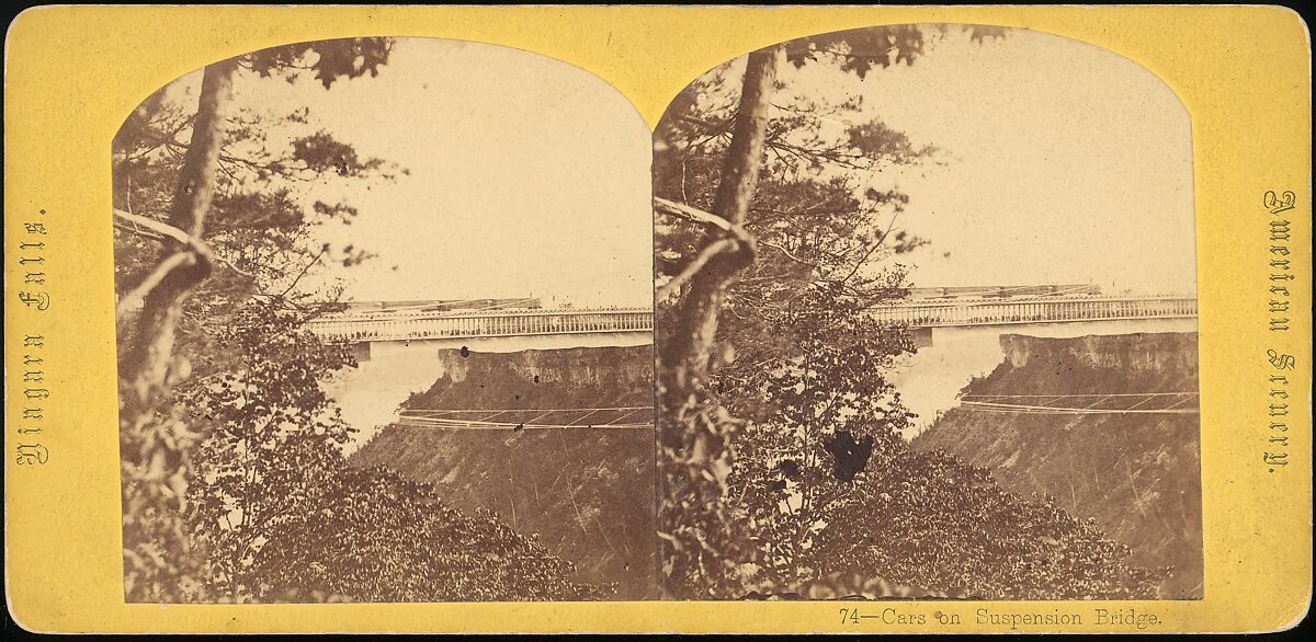 [Group of 3 Stereograph Views of Bridges and Railways at Niagara], American Scenery (American), Albumen silver prints